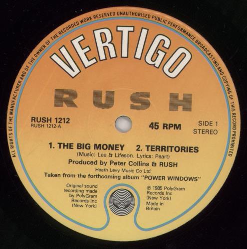 Rush The Big Money 12" vinyl single (12 inch record / Maxi-single) UK RUS12TH01180