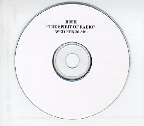 Rush The Spirit Of Radio CD-R acetate Canadian RUSCRTH250374