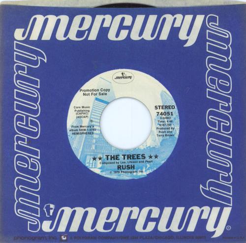 Rush The Trees 7" vinyl single (7 inch record / 45) US RUS07TH798986