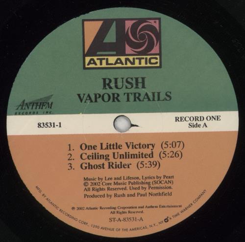 Rush Vapor Trails 2-LP vinyl record set (Double LP Album) US RUS2LVA872002
