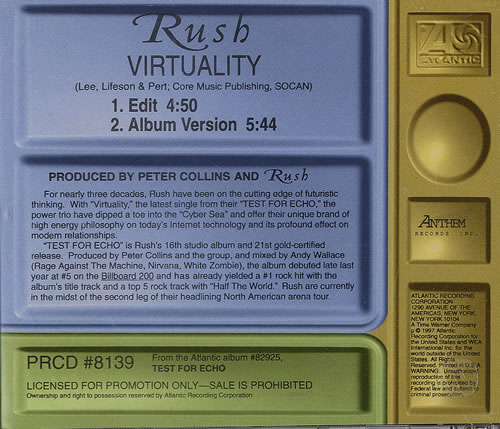 Rush Virtuality CD single (CD5 / 5") US RUSC5VI88582