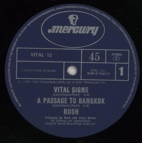 Rush Vital Signs 12" vinyl single (12 inch record / Maxi-single) UK RUS12VI44116