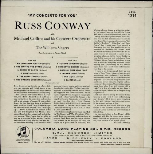 Russ Conway My Concerto For You vinyl LP album (LP record) UK RN9LPMY764913