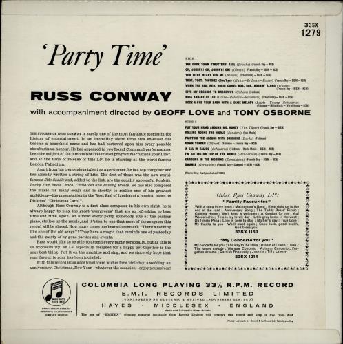 Russ Conway Party Time vinyl LP album (LP record) UK RN9LPPA764896