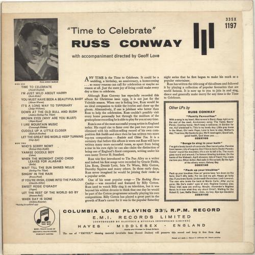 Russ Conway Time To Celebrate - 1st vinyl LP album (LP record) UK RN9LPTI509532