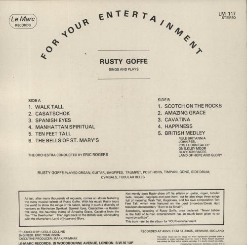 Rusty Goffe For Your Entertainment vinyl LP album (LP record) UK 854LPFO858576