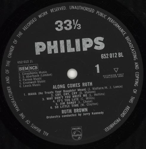 Ruth Brown Along Comes Ruth vinyl LP album (LP record) UK R\BLPAL452233