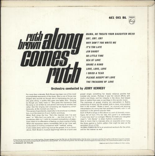 Ruth Brown Along Comes Ruth vinyl LP album (LP record) UK R\BLPAL452233