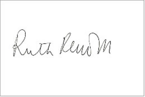 Ruth Rendell Autograph On Plain Card memorabilia UK RR2MMAU268856
