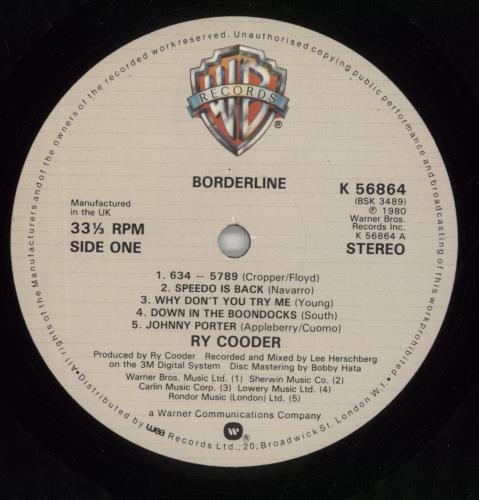 Ry Cooder Borderline vinyl LP album (LP record) UK RYCLPBO334272