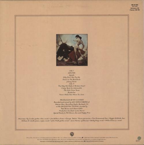 Ry Cooder Borderline vinyl LP album (LP record) German RYCLPBO363857