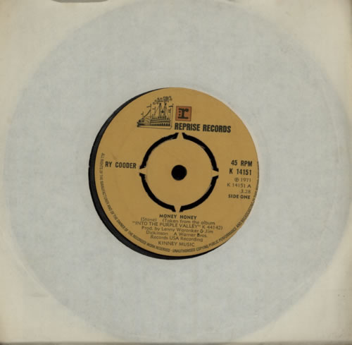 Ry Cooder Money Honey 7" vinyl single (7 inch record / 45) UK RYC07MO587883