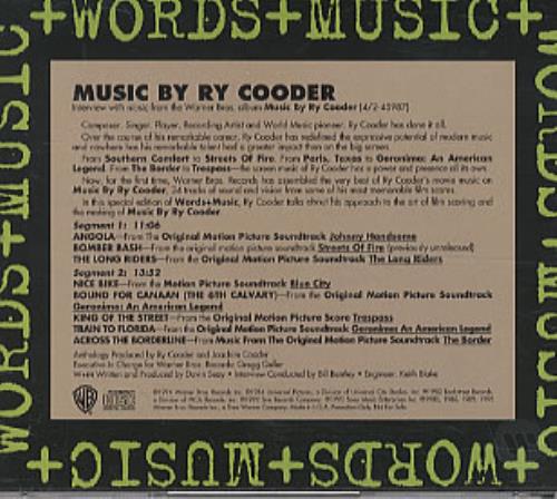 Ry Cooder Music By Ry Cooder - Words + Music CD album (CDLP) US RYCCDMU319312