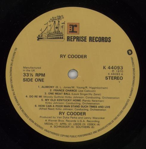 Ry Cooder Ry Cooder vinyl LP album (LP record) UK RYCLPRY428236