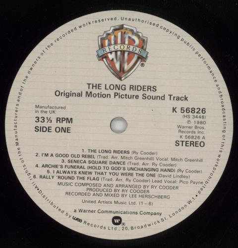 Ry Cooder The Long Riders vinyl LP album (LP record) UK RYCLPTH295752
