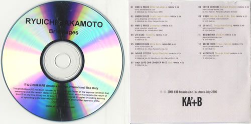 Ryuichi Sakamoto Bricolages CD-R acetate US RYUCRBR472065