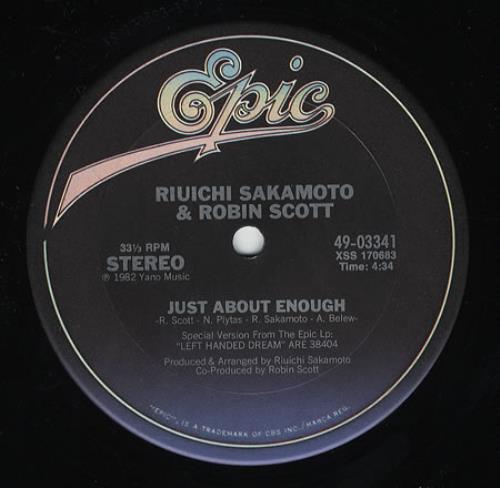 Ryuichi Sakamoto Just About Enough 12" vinyl single (12 inch record / Maxi-single) US RYU12JU267381