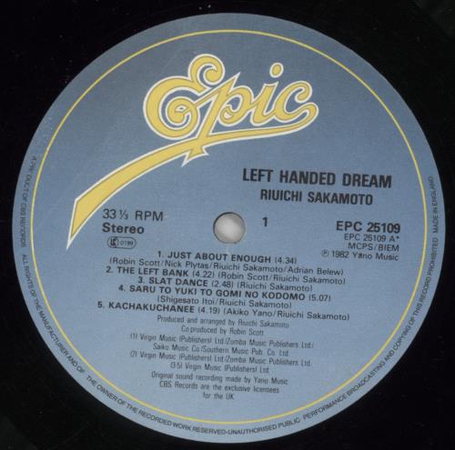 Ryuichi Sakamoto Left Handed Dream vinyl LP album (LP record) UK RYULPLE287877
