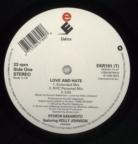Ryuichi Sakamoto Love & Hate 12" vinyl single (12 inch record / Maxi-single) UK RYU12LO162360