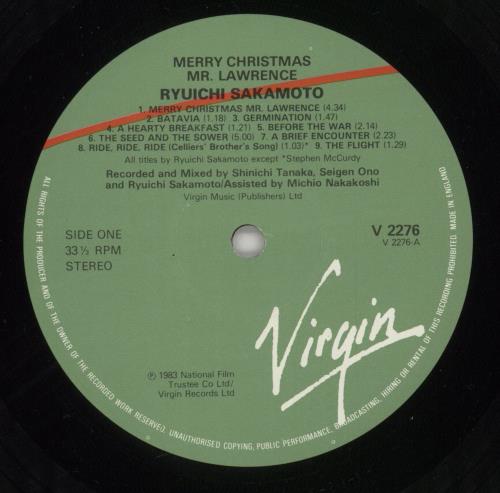 Ryuichi Sakamoto Merry Christmas Mr Lawrence - EX vinyl LP album (LP record) UK RYULPME51436