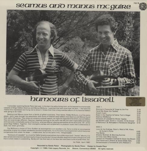 S�amus & Manus McGuire Humours Of Lissadell vinyl LP album (LP record) US 1EALPHU759229