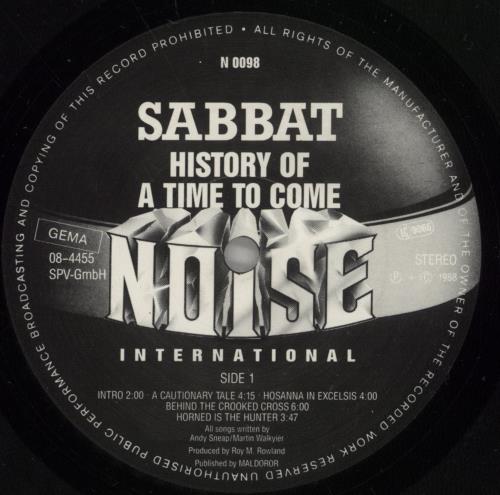 Sabbat History Of A Time To Come vinyl LP album (LP record) German SBBLPHI805407