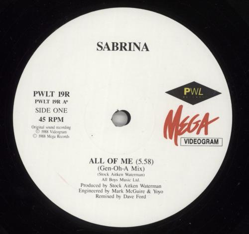 Sabrina All Of Me - Hype Sticker 12" vinyl single (12 inch record / Maxi-single) UK SAB12AL865038