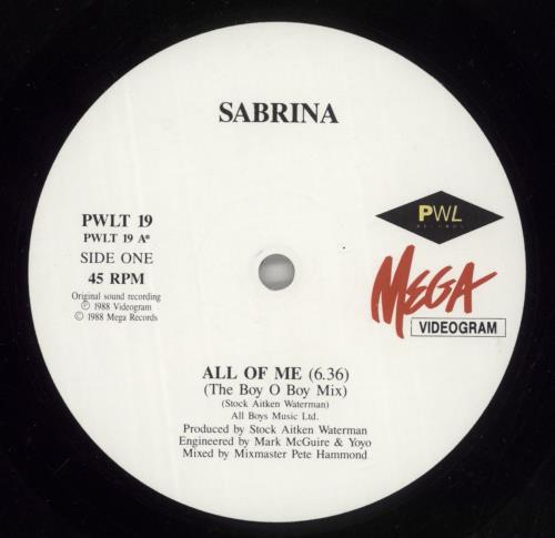 Sabrina All Of Me 12" vinyl single (12 inch record / Maxi-single) UK SAB12AL15082