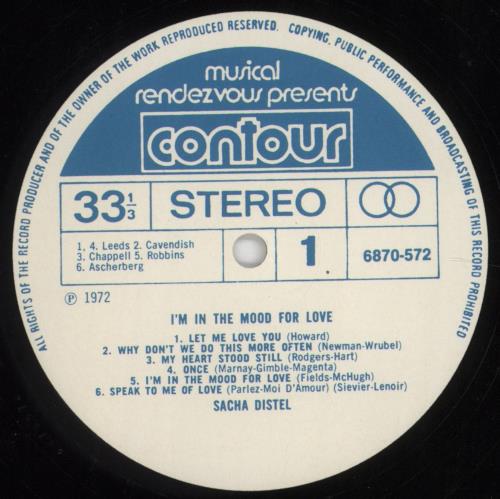 Sacha Distel I'm In The Mood For Love vinyl LP album (LP record) UK ISLLPIM684507