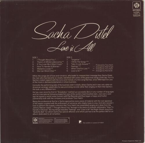 Sacha Distel Love Is All vinyl LP album (LP record) UK ISLLPLO711335