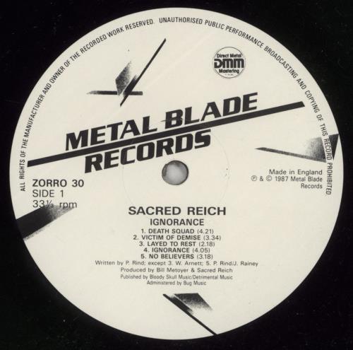 Sacred Reich Ignorance - DMM vinyl LP album (LP record) UK SR3LPIG869486