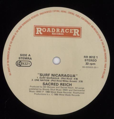 Sacred Reich Surf Nicaragua 12" vinyl single (12 inch record / Maxi-single) Dutch SR312SU830899