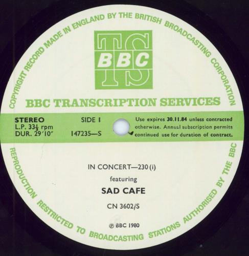 Sad Cafe In Concert 230 vinyl LP album (LP record) UK AFELPIN796636