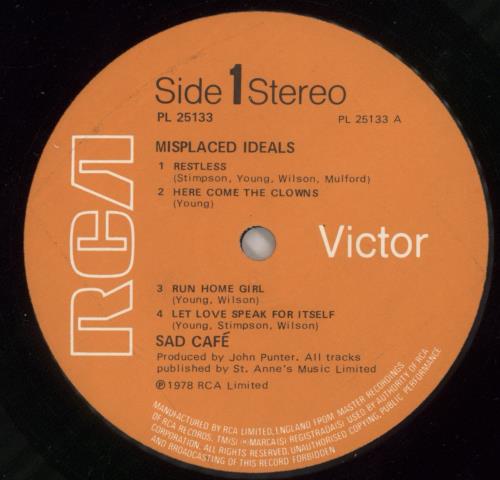 Sad Cafe Misplaced Ideals vinyl LP album (LP record) UK AFELPMI299748