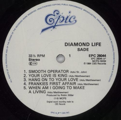 Sade Diamond Life vinyl LP album (LP record) UK SADLPDI891399
