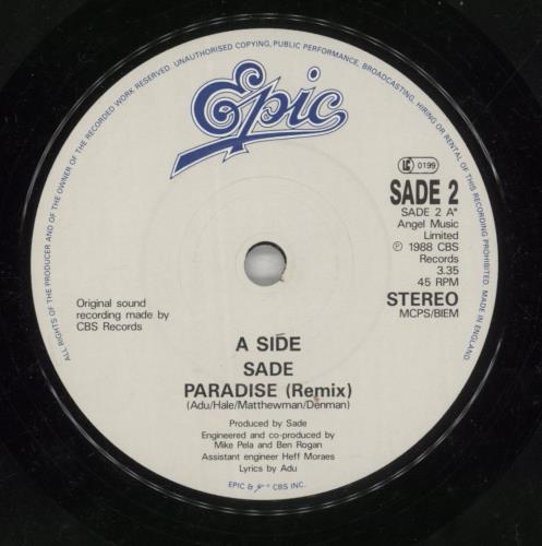 Sade Paradise 7" vinyl single (7 inch record / 45) UK SAD07PA808597