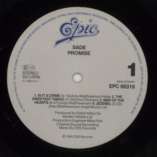 Sade Promise + Hype Sticker vinyl LP album (LP record) Dutch SADLPPR725661