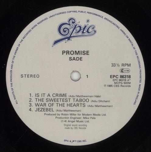 Sade Promise - EX vinyl LP album (LP record) UK SADLPPR175299