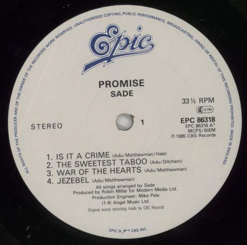 Sade Promise vinyl LP album (LP record) UK SADLPPR860226