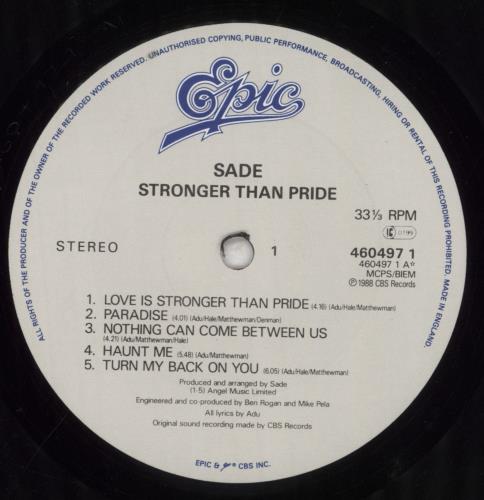 Sade Stronger Than Pride vinyl LP album (LP record) UK SADLPST240868