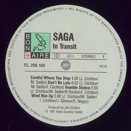 Saga In Transit vinyl LP album (LP record) Danish SG-LPIN823517