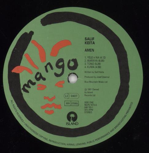 Salif Keita Amen vinyl LP album (LP record) UK SLFLPAM499564