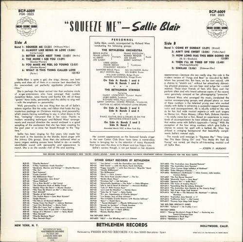 Sallie Blair Squeeze Me vinyl LP album (LP record) Spanish S~BLPSQ699942