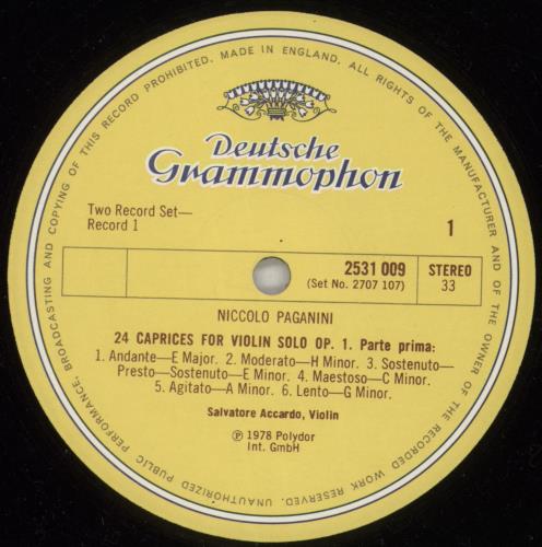 Salvatore Accardo Paganini: 24 Capricci / Variazioni 2-LP vinyl record set (Double LP Album) UK 9CX2LPA868481