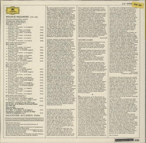 Salvatore Accardo Paganini: 24 Capricci / Variazioni 2-LP vinyl record set (Double LP Album) UK 9CX2LPA868481
