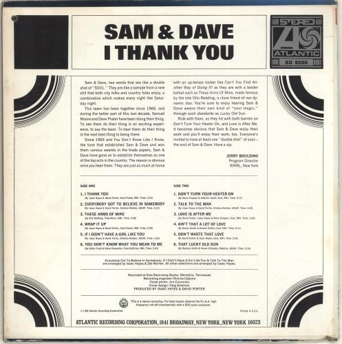 Sam & Dave I Thank You vinyl LP album (LP record) US SXDLPIT694227