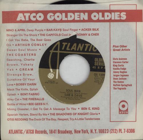 Sam & Dave Soul Man 7" vinyl single (7 inch record / 45) US SXD07SO672192