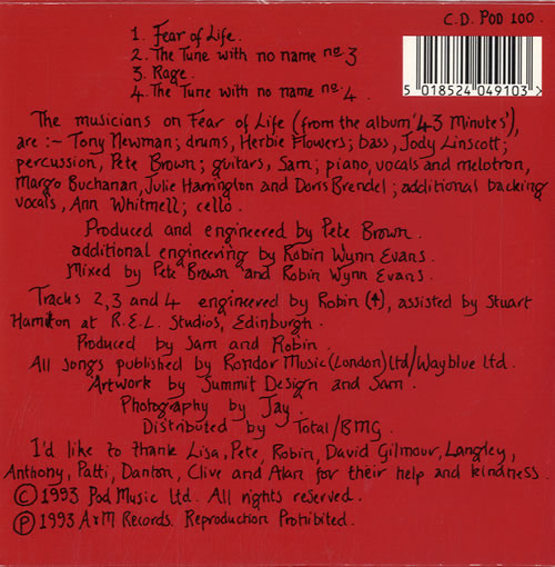 Sam Brown Fear Of Life CD single (CD5 / 5") UK BWNC5FE98715