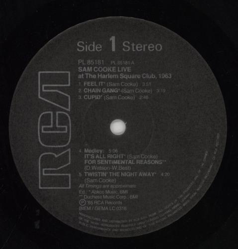 Sam Cooke Live At The Harlem Square, 1963 - EX vinyl LP album (LP record) Italian SAKLPLI795971