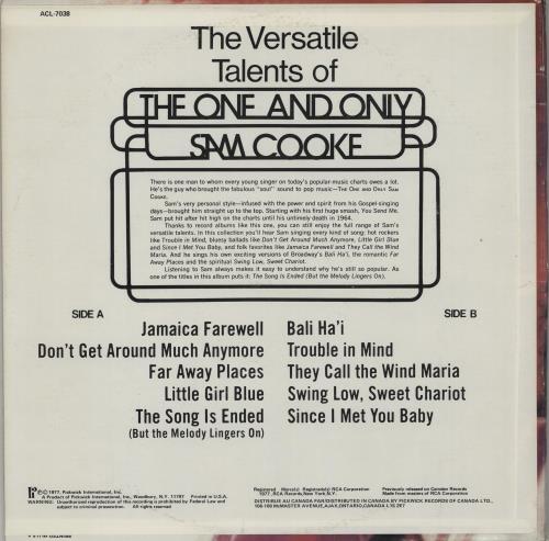 Sam Cooke The One And Only vinyl LP album (LP record) US SAKLPTH751111